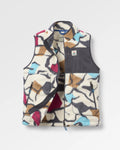 Fairbanks Recycled Sherpa Gilet - Abstract Trails Off White